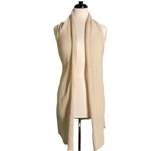 CAbi Open Cardigan Vest Women's M Linen / Cotton Blend Knit Asymmetrical Hemline